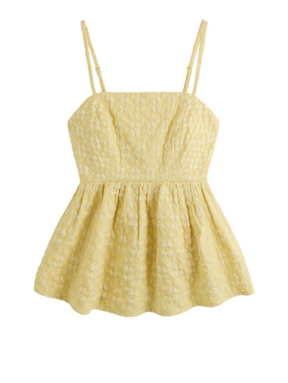 NWT "SOLY HUX" Yellow Jacquard Peplum Babydoll Cami Top